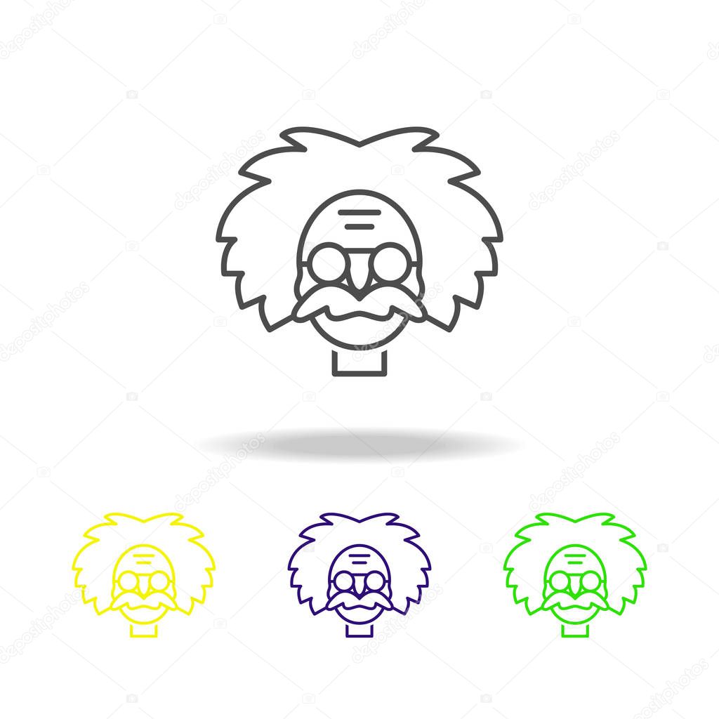einstein colored icons. Element of science illustration. Thin line illustration for website design and development, app development. Premium outline icon on white background