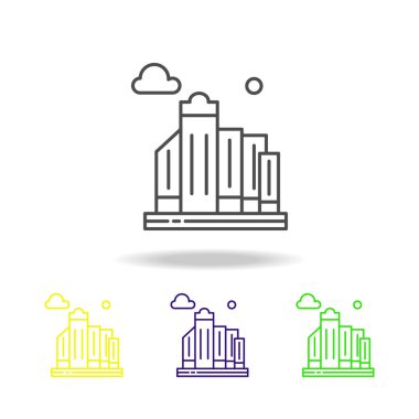 Şehri, manzarası, renkli simge bina. Web, logo, mobil uygulaması, Kullanıcı arabirimi, beyaz arka plan üzerinde Ux için kullanılan