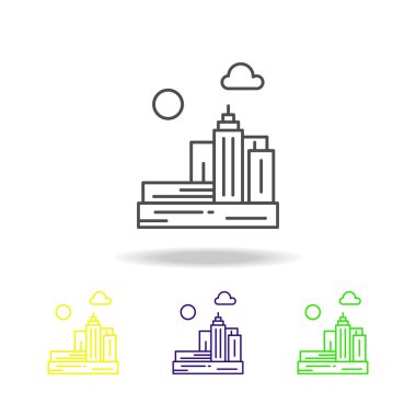 Şehir, mimari, kentsel, manzarası renkli simge. Web, logo, mobil uygulaması, Kullanıcı arabirimi, beyaz arka plan üzerinde Ux için kullanılan