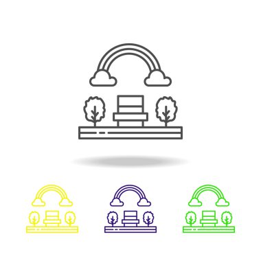 Gökkuşağı, ağaç, doğa renkli simge. Web, logo, mobil uygulaması, Kullanıcı arabirimi, beyaz arka plan üzerinde Ux için kullanılan