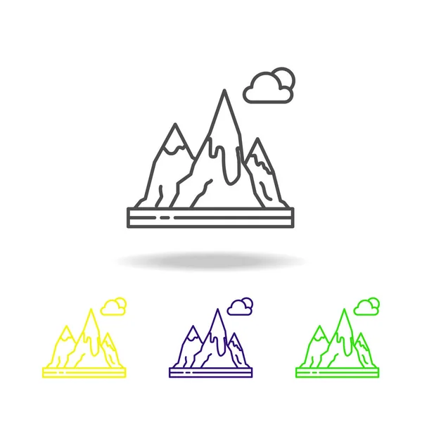 Berg Sonne Wolkenfarbenes Symbol Kann Für Web Logo Mobile App — Stockvektor