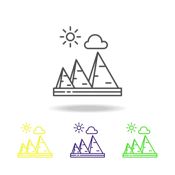 Pirámides Soleado Icono Color Nube Puede Ser Utilizado Para Web — Vector de stock