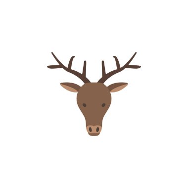 Ren geyiği renk simgesi. Kış Harikalar Diyarı 'nın elementleri. Çok renkli ikonlar. Beyaz arkaplanda kaliteli grafik tasarım simgesi