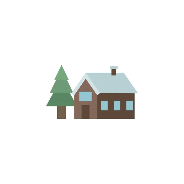 Cabin Winter Color Icon Elements Winter Wonderland Multi Colored Icons — Stock Vector