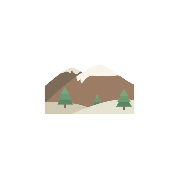 Paisaje Invierno Árbol Montañas Color Icono Elementos Invierno Maravilla Iconos — Vector de stock