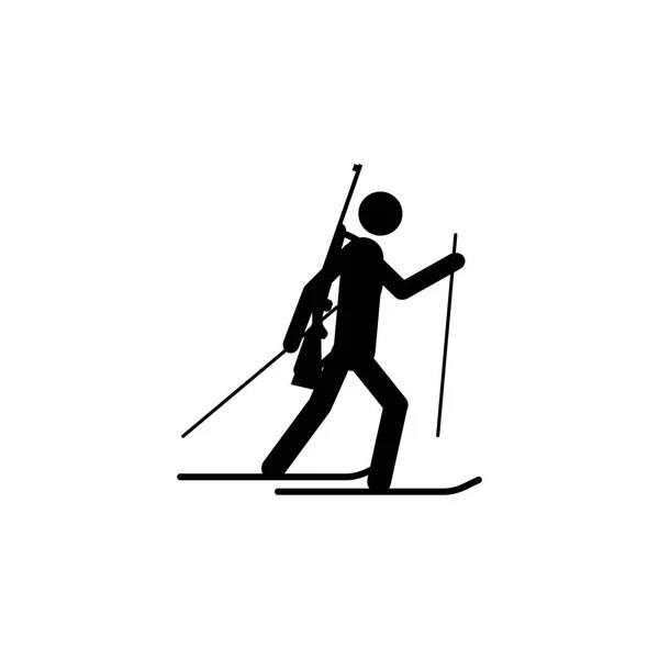 Силуэт Биатлониста Выделил Икону Зимние Спортивные Игры Дисциплина Черно Белая — стоковый вектор