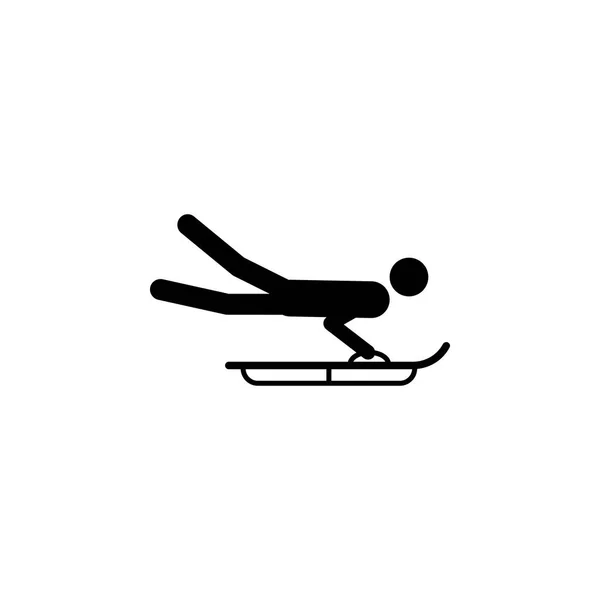 Silhouette Chevauchant Athlète Traîneau Icône Isolée Jeux Sport Hiver Discipline — Image vectorielle