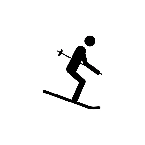 Silhouette Skier Athlete Isolated Icon Winter Sport Games Discipline Black — Stock Vector