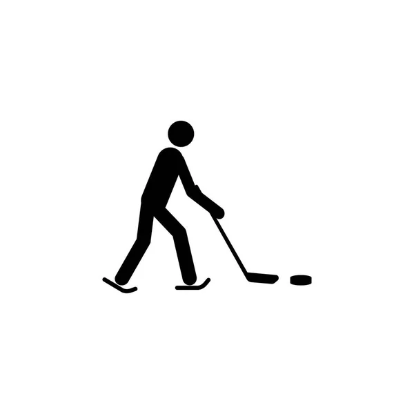 Silhouette Athlète Hockey Sur Glace Icône Isolée Jeux Sport Hiver — Image vectorielle