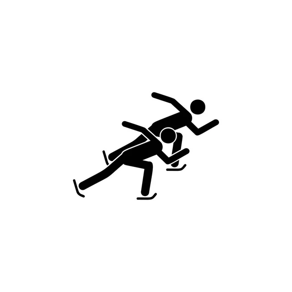 Σιλουέτα Μικρή Πίστα Πατινάζ Ταχύτητας Αθλητής Απομονωμένες Εικονίδιο Χειμερινά Σπορ — Διανυσματικό Αρχείο