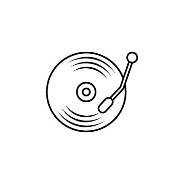 Gramofon simgesi. Düğün için mobil kavramı ve web apps illüstrasyon unsuru. Web sitesi tasarımı ve geliştirme, uygulama geliştirme için ince çizgi simgesi. Beyaz arka plan üzerinde sigorta primi simgesi