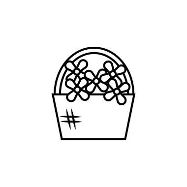 bir sepet çiçek simgesi. Düğün için mobil kavramı ve web apps illüstrasyon unsuru. Web sitesi tasarımı ve geliştirme, uygulama geliştirme için ince çizgi simgesi. Beyaz arka plan üzerinde sigorta primi simgesi