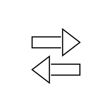 Çift taraflı ok simgesi. Web sitesi tasarımı ve geliştirme, uygulama geliştirme için ince çizgi simgesi. Beyaz arka plan üzerinde sigorta primi simgesi