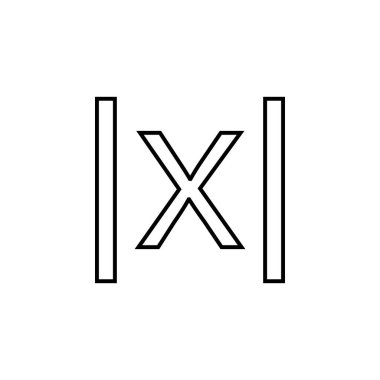 mektup x çizgiler simgesi arasında. Web sitesi tasarımı ve geliştirme, uygulama geliştirme için ince çizgi simgesi. Beyaz arka plan üzerinde sigorta primi simgesi