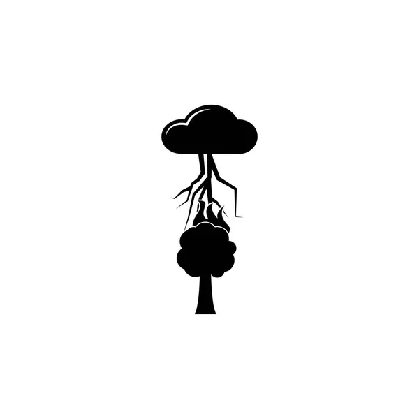 Fırtına Bir Ağaç Simgesinin Üzerine Weather Simge Unsuru Premium Kalite — Stok Vektör