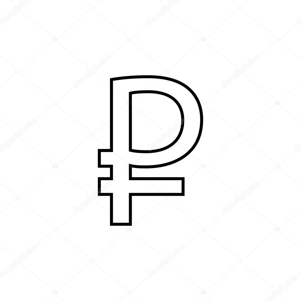 Ruble symbol icon. Thin line  icon for website design and development, app development. Premium icon on white background