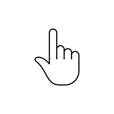 Parmak, jest, el, bir anahat simgesi. Web siteleri, web tasarım için basit simge unsuru. Tasarım ve geliştirme beyaz arka plan üzerinde beyaz arka plan üzerinde işaret ve sembolleri toplama simgesi