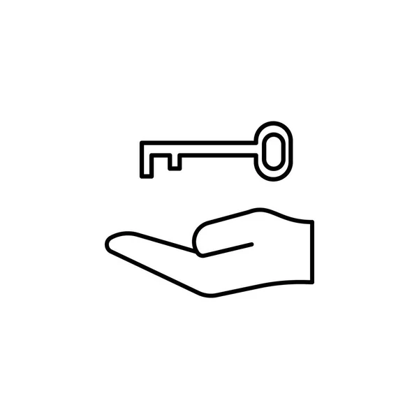 Hand Hält Schlüsselumriss Symbol Hoch Element Des Einfachen Symbols Für — Stockvektor