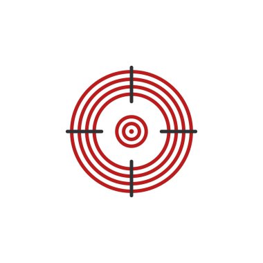 Keskin nişancı, görme renkli simge. Savaş unsuru renkli, illüstrasyon zırh. Premium kalite grafik tasarım simgesi. Web siteleri, web tasarım, beyaz arka plan üzerinde hareket eden app için işaret ve sembolleri simgesi