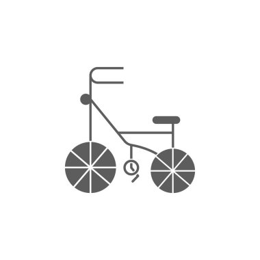 üç tekerlekli bisiklet simgesi. Mobil kavramı ve web uygulamaları için oyuncaklar unsuru. Web sitesi tasarımı ve geliştirme, uygulama geliştirme için simge. Beyaz arka plan üzerinde sigorta primi simgesi