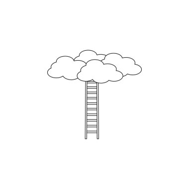 merdiven bulutlar simgesi. Merdiven hayatımızın simgesi. Premium kalite grafik tasarım. İşaretler, semboller koleksiyonu, Web siteleri, web tasarım, beyaz arka plan üzerinde hareket eden app için basit simge