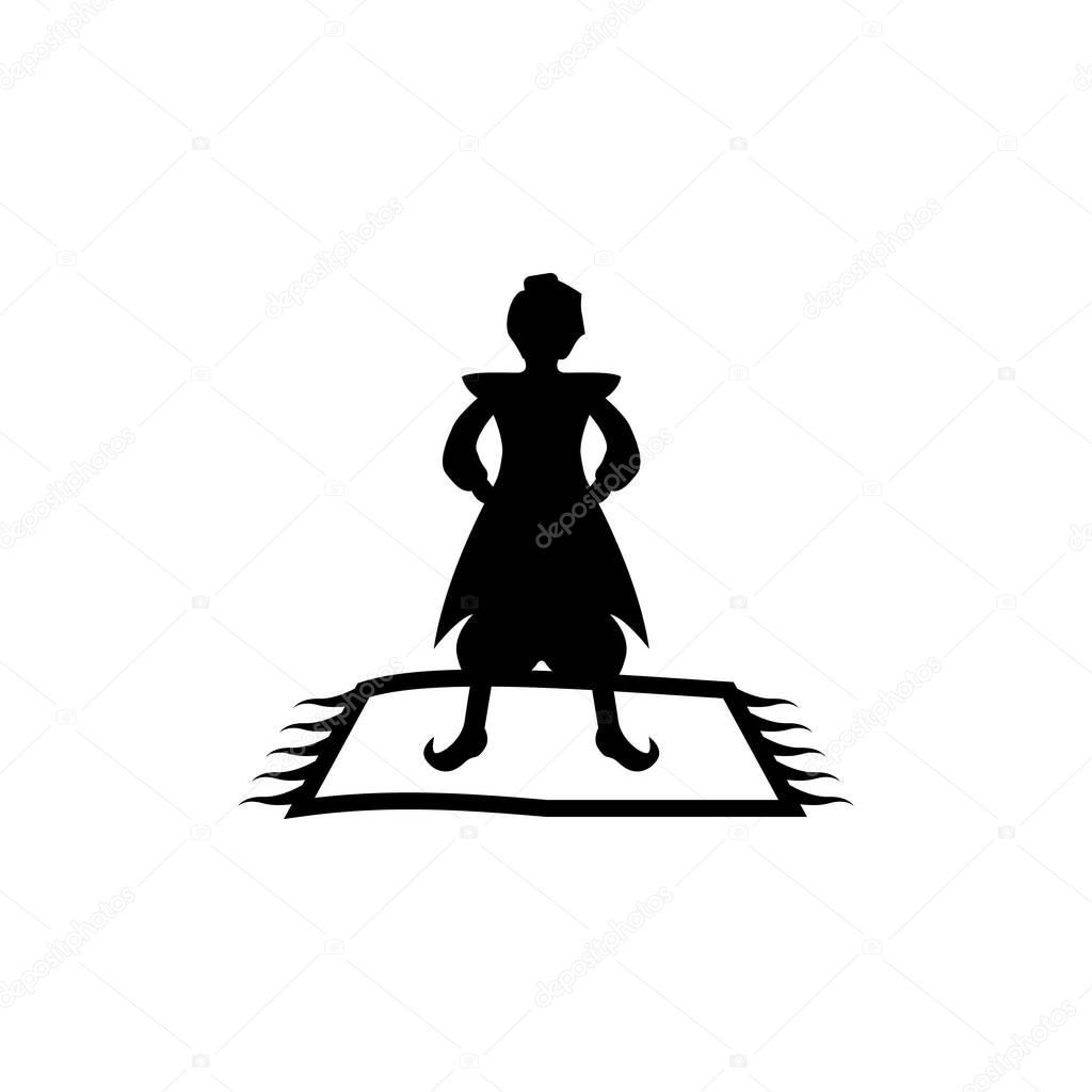 alladin and carpet silhouette. Element of fairy-tale heroes illustration. Premium quality graphic design icon. Signs and symbols collection icon for websites, web design, mobile on white background