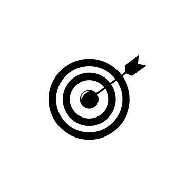 ok ve hedef simgesi. Mobil kavramı ve web uygulamaları için spor idolü unsuru. İzole ok ve hedef simgesi, web ve mobil için kullanılabilir. Beyaz arka plan üzerinde sigorta primi simgesi