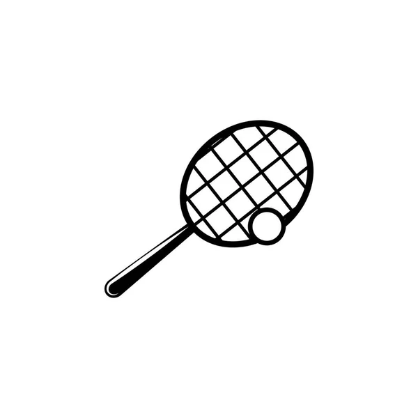 テニス ラケットとボールのアイコン 携帯の概念と Web アプリのスポーツ アイコンの要素 孤立したテニス ラケットとボールのアイコンは Web や携帯電話使用できます — ストックベクタ