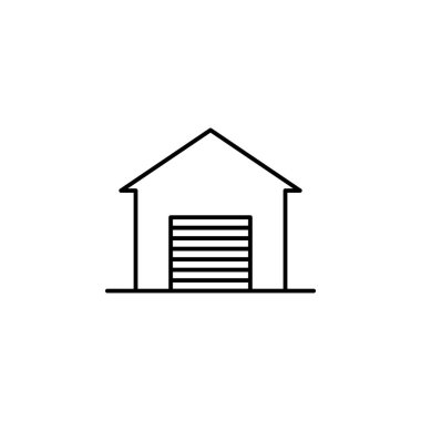 Bina, garaj anahat simgesi. Mimari çizimde unsuru. Premium Kalite grafik tasarım anahat simgesi. Web siteleri, web tasarım, beyaz arka plan üzerinde mobil ap simgesini işaret ve sembolleri anahat