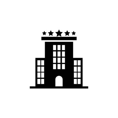 simgesi beyaz zemin üzerine bina otel