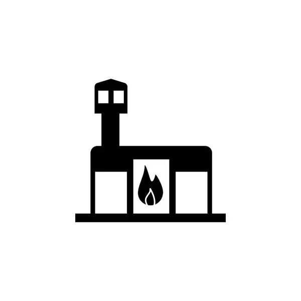 Fire Station Building Icon White Background — Stock Vector