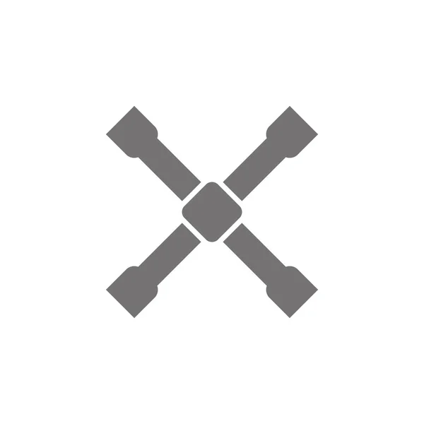Kreuzsymbol Für Radschlüssel Auf Weißem Hintergrund — Stockvektor