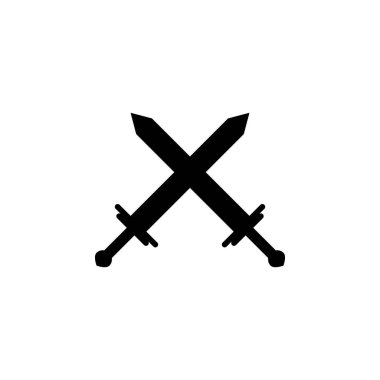 çapraz kılıç simgesi. Telefon genel kavram ve web apps illüstrasyon için satranç unsuru. Web sitesi tasarımı ve geliştirme, uygulama geliştirme için ince çizgi simgesi. Beyaz arka plan üzerinde sigorta primi simgesi