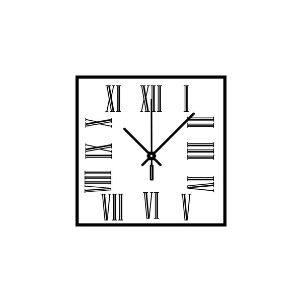 Quadratische Wanduhr Mit Römischen Ziffern Zeilensymbol Beginn Ist Uhr Hochwertiges — Stockvektor
