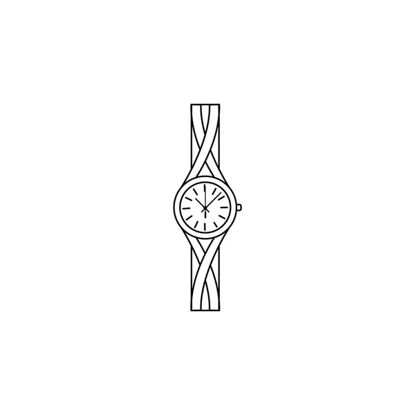 Jewelry Analog Women Wrist Watch Line Icon Clock Icon Premium — Stock Vector