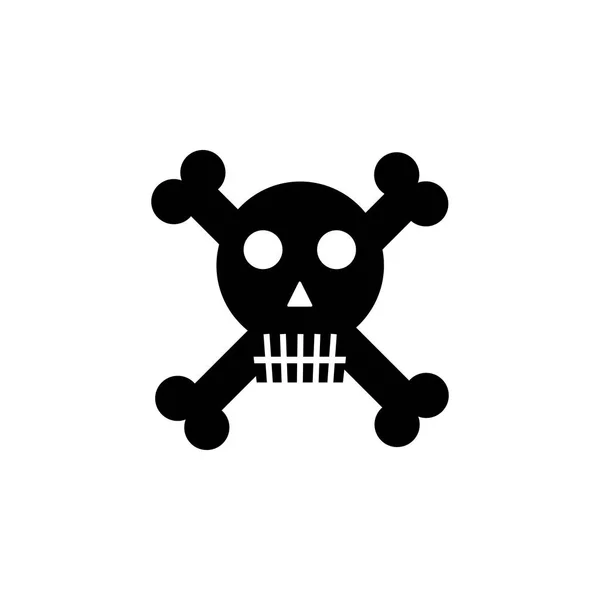 Crossbones Death Skull Danger Poison Flat Icon White Background — Stock Vector