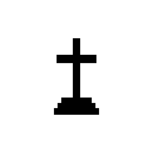 Grave Icon Christian Cross Icon White Background — Stock Vector