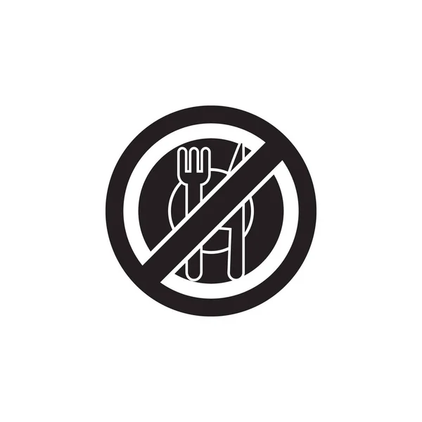 Τρώτε Απαγορευμένο Σημάδι Εικονίδιο Λευκό Φόντο — Διανυσματικό Αρχείο