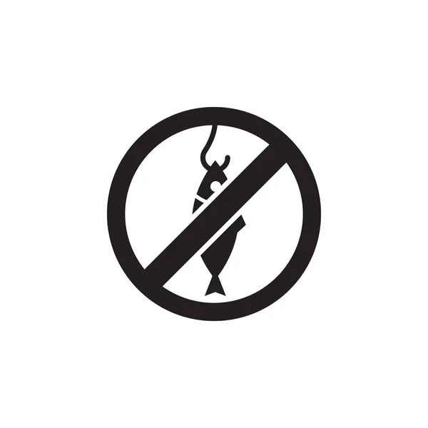 Κανένα Ψάρεμα Απαγορεύεται Εικονίδιο Σύμβολο Άσπρο Φόντο — Διανυσματικό Αρχείο