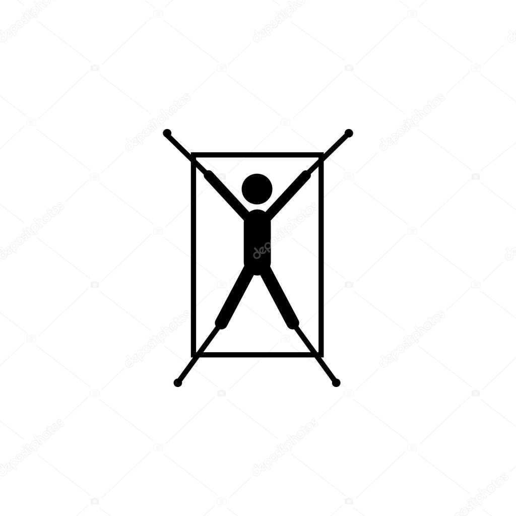 Rope in hands torture icon on white background