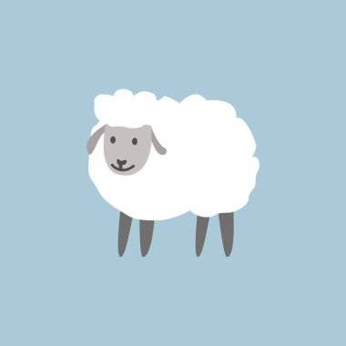 Kurban Bayramı tebrik kartı tasarımı kağıt ile Müslüman toplum için sevimli bebek koyun kesti. Origami Kurban Bayramı. EID Mübarek. Mavi arka plan. Beyaz ram.