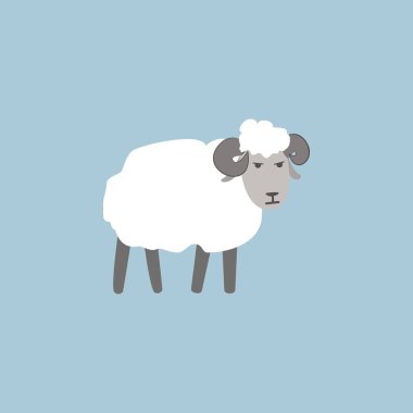 Kurban Bayramı tebrik kartı tasarımı kağıt ile Müslüman toplum için sevimli bebek koyun kesti. Origami Kurban Bayramı. EID Mübarek. Mavi arka plan. Beyaz ram.