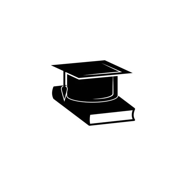 Livre Chapeau Célibataire Icône Icône Graduation Vectorielle Éducation Diplôme Universitaire — Image vectorielle