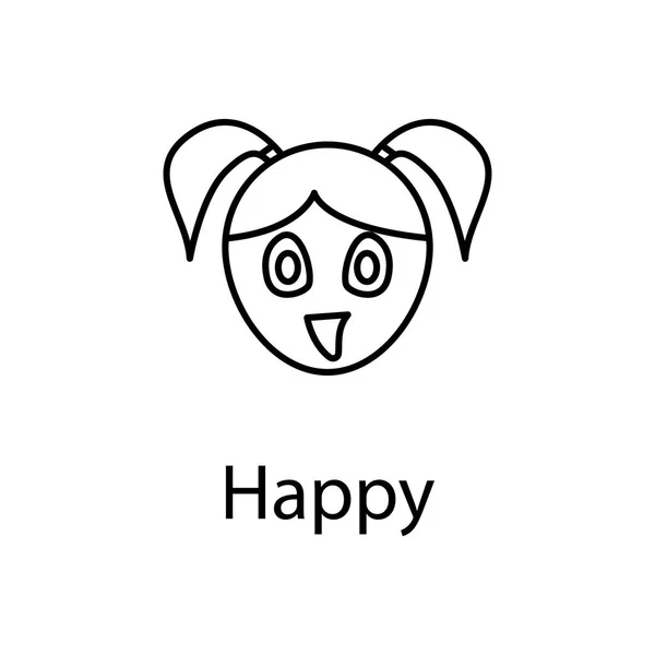 Happy Girl Face Icon Element Emotions Mobile Concept Web Apps — Stock Vector