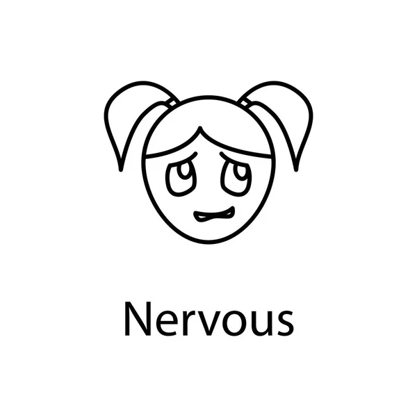 Fille Nerveuse Icône Visage Élément Émotions Pour Concept Mobile Illustration — Image vectorielle