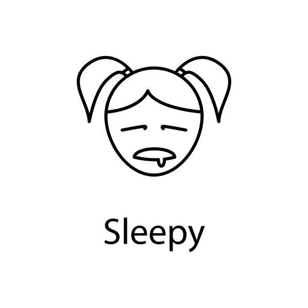 Sleepy Girl Face Icon Element Emotions Mobile Concept Web Apps — Stock Vector