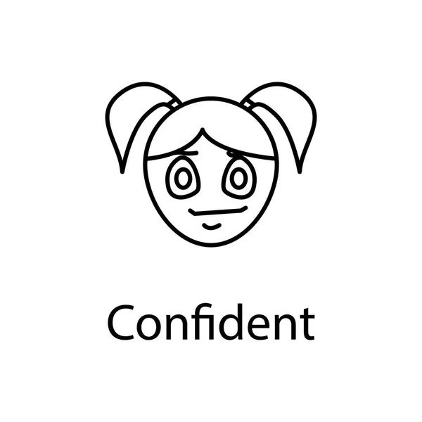 自信を持って女の子の顔アイコン モバイルの概念と Web アプリのイラストの感情の要素 ウェブサイトのデザイン アプリ開発の細い線のアイコン 白い背景の上のプレミアム アイコン — ストックベクタ