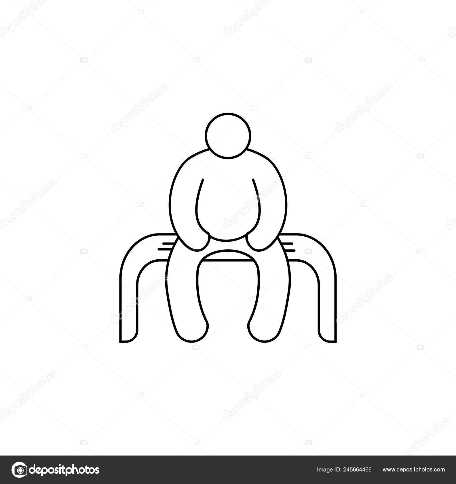 Fat Man Sits Bench Icon Element Fast Food Mobile Concept Stock