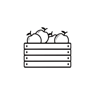 bir kutu elma simgesi. Mobil kavramı ve web uygulamaları için çiftlik unsuru. Web sitesi tasarımı ve geliştirme, uygulama geliştirme için simge. Beyaz arka plan üzerinde sigorta primi simgesi