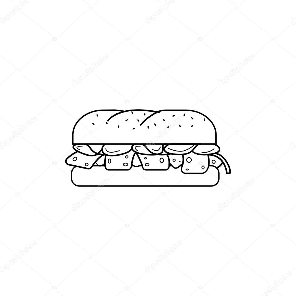 a sandwich icon. Element of fast food for mobile concept and web apps. Thin line  icon for website design and development, app development. Premium icon on white background